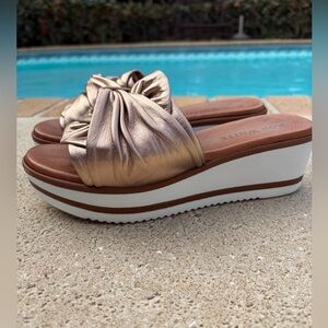 Ron White Priccila leather wedge slide sandal Sz 9